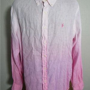 POLO RALPH LAUREN Ombré Linen Pink Colorblock Button Down - Size XL